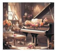 Suneve Piano à fleurs Peinture par Numéros pour Adultes,sans Cadre DIY Musique Kit de Peinture à l'huile sur Toile Artisanat,avec Pinceaux Peintures Acryliques pour Enfants Décor la Cadeau - 50x65cm