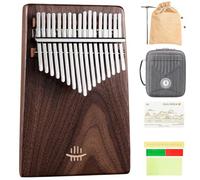 Piano à pouce 17 touches, Kalimba en noyer noir, Mbira avec livre de musique, marteau d'accordage, chiffon de nettoyage et sac de piano élégant, piano à doigts portable for débutants