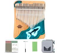 Piano à pouce 21 touches, Kalimba bleu océan, motif baleine, avec étui de rangement for marteau d'accordage et recueil de chansons, cadeau for débutants
