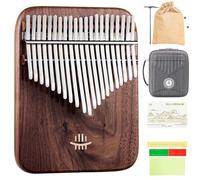 Piano à pouce 21 touches, Kalimba en noyer noir, Mbira avec recueil de chansons, marteau d'accordage, chiffon de nettoyage et étui, piano à doigts portable for débutants