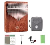 Piano à pouce 21 touches, kalimba en palissandre de Zambie, chambre de résonance à trou inférieur, mbira avec marteau d'accordage, chiffon de nettoyage, étui de rangement et recueil de chansons