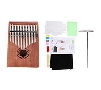 Piano à Pouce en Bois d'Acajou, Instrument de Musique 17 Touches, Portable et Léger - Son Clair et Transparent, Facile à Apprendre avec Stickers Clavier, Pochette Incluse