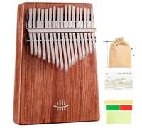 Piano à pouce Kalimba 17 touches, chambre sonore à trou inférieur, instrument de musique portable avec marteau d'accordage, chiffon de nettoyage, étui de rangement et recueil de chansons, palissandre