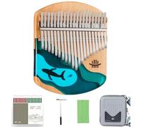 Piano à pouce Kalimba 21 touches, portable, avec recueil de chansons, marteau d'accordage, étui de rangement et plus encore! Cadeau for débutants et professionnels, en hêtre et motif baleine bleu océa