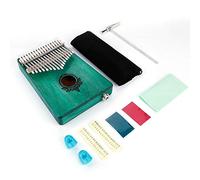 Piano à pouces à 17 touches, piano à doigts portable avec micro intégré, bois d'acajou pour un son clair, comprend un marteau d'accordage et un transport pour les débutants et les (Green)