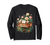 Piano à Queue avec Roses - Illustration Florale Romantique Manche Longue