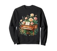 Piano à Queue avec Roses - Illustration Florale Romantique Sweatshirt