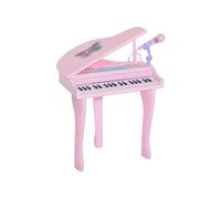 HOMCOM Piano à Queue électronique 37 Touches Multifonctions avec Micro Haut Parleur, lumière LED, Fonction d'enregistrement et de relecture, Instrument de Musique Enfant 3 à 6 Ans Rose