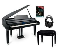 Classic Cantabile GP-A 810 Piano Numérique Set (88 touches avec mécanique à marteaux, capteurs triples, 1200 Voices, Bluetooth, incl. banc, casque école) noir laqué
