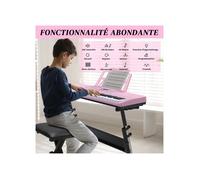 Piano - ALIGHTUP - Clavier à 61 touches avec Z support de piano + banc de piano, 3 modes d'enseignement pour débutants - Rose