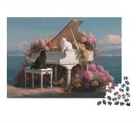 Piano avec Chats 1000 Pièce Carton Robuste Puzzle Classique pour Adultes Enfants Impossible Difficile Défiant Décompression Et Décoration Murale Idée Cadeau 52x38cm/1000pcs