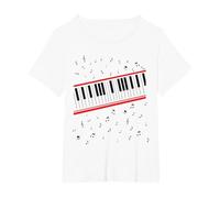 Piano Beat It T-Shirt, Femme Grandes Tailles, Blanc, 1X