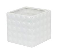 Piano carre 18 cm cache-pot en ceramique original design pot de fleur en blanc