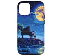 Piano Ciel étoilé Moon Island Musique Pixel Art Hommes Femmes Enfants Coque pour iPhone 12/12 Pro