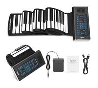 Piano clavier enroulable POGOLAB 88 touches, rechargeable, avec 20 démos, 128 sonorités, 128 rythmes, prise casque, Bluetooth et kit de batterie, piano de voyage pliable