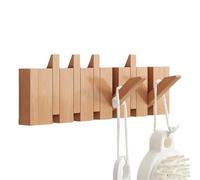 Piano Coat Rack - Hameau Du Chapeau Moderne | Rack En Manteau Mural En Bois Avec 6 Crochets À Rechange Uniques, Hook D'art Mural D'entrée En Bois Naturel Pour Bacs Sacs Umbrellas, Cintre D'organisateu