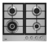 Piano cottura a gas 60 cm inox, comandi frontali,