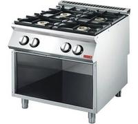 Gaziniere Gastro M Piano de cuisson 4 brûleurs 18,4 kw - placard ouvert - - - Acier inoxydable x700x850mm