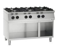 Piano de cuisson 6 brûleurs 28,5 kW - L1200xP700xH910-955 - soubassement ouvert - Bartscher