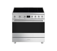 Piano de cuisson 90 cm, 5 foyers induction dont un multizone, fonction Eco-logic, four multifonction double chaleur tournante, nettoyage vapor clean,