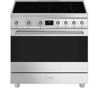 Piano de cuisson 90 cm, 5 foyers induction dont un multizone, fonction Eco-logic, four multifonction double chaleur tournante, nettoyage vapor clean, 115 litres nets, afficheur Tactile, sonde de cuiss