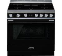 Cuisinière 90 cm Smeg Portofino Four électrique / Table de cuisson à Induction CPF9IPBL Noir