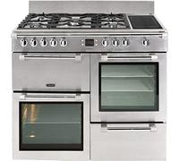 Piano de cuisson Leisure CK100F324X - Inox Plaque Gaz / Four Electrique Grill + Convection + Chaleur pulsée - Email lisse + Catalyse