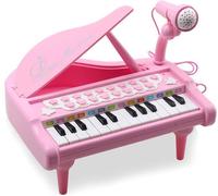 Piano Enfant 2 Ans, Piano Bebe 1 2 3 Ans, Piano Jouet de musique Enfant avec Microphone Filles et Garçons - 24 Touches rose