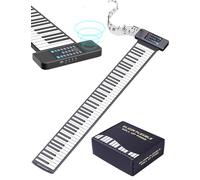 Piano Enroulable 88 Touches, Clavier de Piano électrique Rechargeable avec 128 Tonalités et Haut-parleur Intégré, Fonction MIDI Bluetooth, Piano électrique Portable(Le noir)