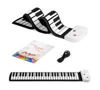 Piano enroulable à 49 touches Piano pliable en silicone Roll Up Piano | 8 sons, 3 effets sonores, 6 démos, enregistrement, apprentissage simplifié, édition des sons, instrument idéal pour débutant