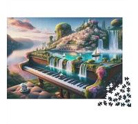 Piano Fantaisie Cascade Puzzle pour Adultes Puzzle 1000 Pièces Papier Relaxation Concentration Interaction en Famille Cadeau Décoration 70x50cm/1000pcs