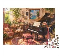 Piano Fleurs Salle 1000pcs pour Adultes Mini Puzzle Difficile | 38x26cm Carton Décor Salon Structure Durable Cadeau Anniversaire Soulagement Du Stress