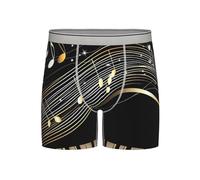 Piano Keys Boxer à jambe longue pour homme - Respirant et extensible - Note de musique - Caleçon confortable - Gris