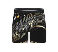 Piano Keys Boxer à jambe longue pour homme - Respirant et extensible - Note de musique - Sous-vêtements confortables, Noir , XXL