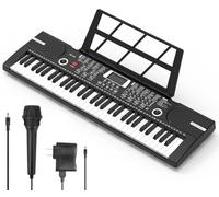 Piano numérique 61 touches et notes Pupitre de musique électronique portable avec haut-parleurs et modes d'enseignement, accompagnement automatique Convient pour les débutants/adultes