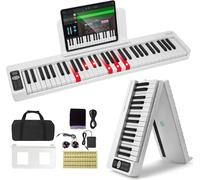 piano numérique 61 touches Piano électrique pliable Bluetooth MIDI Blanc