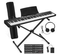 Piano numérique 88 touches, clavier semi-lesté pleine taille avec pédale de sustain et alimentation, piano électrique portable pour débutant professionnel, comprend support, étui transport, Noir