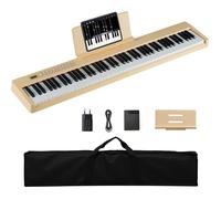 Piano Numérique 88 Touches de Taille Complète Portable COSTWAY-Source Audio DREAM-Clavier Double-Pédale Sustain-MIDI Casque-Marron
