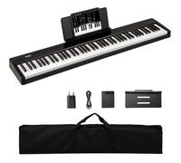 Piano Numérique 88 Touches de Taille Complète Portable COSTWAY-Source Audio DREAM-Clavier Double-Pédale Sustain-MIDI Casque-Noir