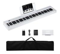 Piano Numérique 88 Touches de Taille Complète Portable COSTWAY-Source Audio DREAM-Clavier Double-Pédale Sustain-MIDI Casque-Blanc