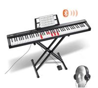 Piano Numérique 88 Touches Semi-Lestées Bluetooth MIDI 1000 Tons Clavier Électrique avec Support pour Débutants