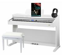 Piano Numerique Clavier 88 Touches 3 Pedales MIDI USB Set Banquette Casque Blanc