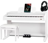 Classic Cantabile DP-210 WM Piano Électrique Blanc Mat Set incl. Banc | Clavier HA-88-S500 avec 88 touches à mécanique à marteaux, Polyphonie 64 notes, Soft, Moyen, Hard, 1 morceau démo interne
