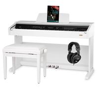 Piano Numerique Clavier Synthetiseur 88 Touches 128 Sons Set Banc Ecouteur Blanc