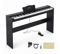 VEVOR Piano Numérique Meuble 88 Touches Semi-lestées Clavier Électronique | Pour Débutant, 600 Sonorités et Rythmes, Standard, avec Haut-parleur Stéréo, Pédale, Prise Casque, USB/MIDI, Pupitre, Noir