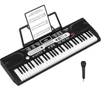 Piano Numérique Portable 61 Touches avec Casque Et Microphone, Housse De Transport, Idéal pour Les Débutants Et comme Cadeau, Piano électrique Léger, Support Non Inclus Black- No Set 61K Keyboard