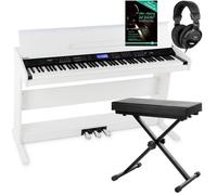 Piano numérique synthétiseur- FunKey DP-88 II - 88 touches à frappe dynamique 360 sons, USB - Set avec banquette et casque - Blanc