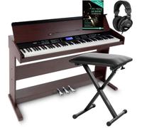 Piano numérique synthétiseur- FunKey DP-88 II - 88 touches dynamique 360 sons, USB - Set avec Economy banquette et casque - Brun