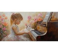 Piano Peinture par Numero Adulte Fille Peinture Numero Adulte et Enfant, DIY Paint by Numbers avec 30x50cm Toile + Acryliques + Pinceaux + Images de Référence, Decoration Chambre, Cadeau Femme, -fu38u