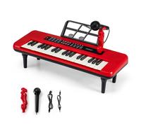 Piano pour Enfants 37 Touches Portable COSTWAY-Microphone,Pupitre-4 Pieds Détachables-Double Alimentatio-3 Prises Externes-Rouge